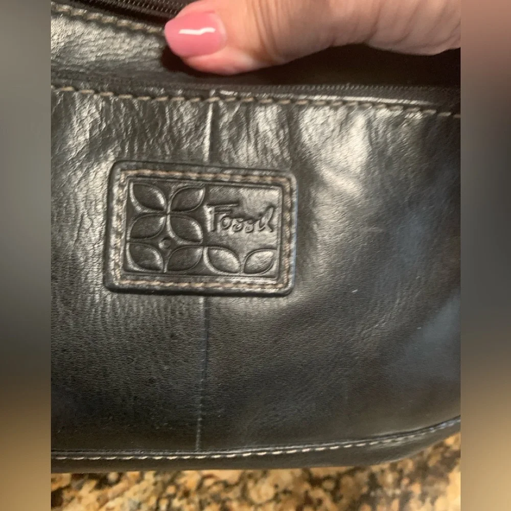 Vintage Black Leather Fossil Shoulderbag